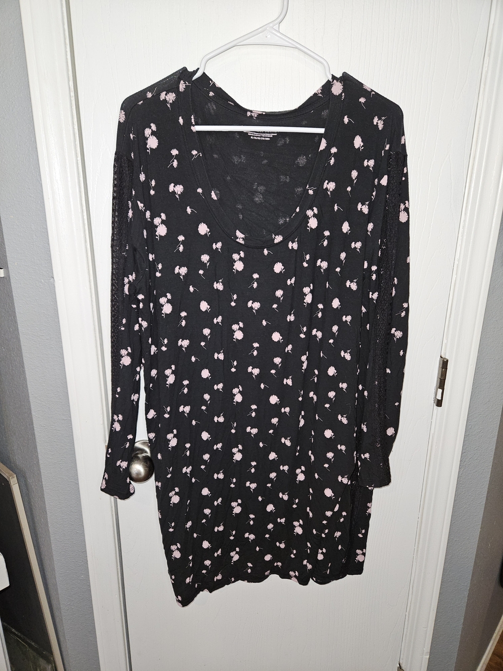 Victoria's Secret Black Nightgown with Light Pink Floral Print